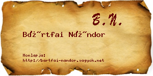Bártfai Nándor névjegykártya